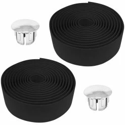 Mousse EVA 2x Guidoline De Vélo Ruban De Cintre Mousse Confort EVA Adhésif Bouchon Chromé Cycle Route Fixie Singlespeed, Noir