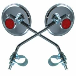 2x RETROVISEUR VELO ROND CHROME Ø75MM CATADIOPTRE ROUTE VILLE GUIDON VINTAGE