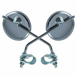 2x RETROVISEUR VELO ROND CHROME Ø75MM ROUTE VILLE GUIDON 22MM VINTAGE CYCLE