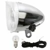 Plastique FEU DYNAMO AVANT ROND VELO ACIER CHROME 6V 2.4W LAMPE AMPOULE CABLE CYCLE VILLE VINTAGE