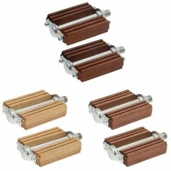 Acier Galvanisé Cr-Mo Et Bois. PEDALE EN BOIS PAIRE VELO CYCLE VILLE ROUTE VINTAGE QUALITE ACAJOU NOYER OLIVIER